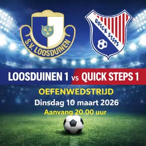 Dinsdag 10 maart oefenwedstrijd tegen Loosduinen!