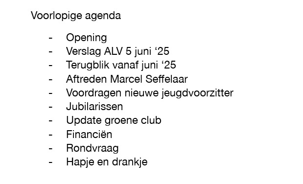 Reminder ALV en voorlopige agenda